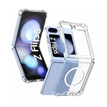 Пластиковая накладка Clear Case MagSafe для SAMSUNG Galaxy Z Flip5 прозрачная